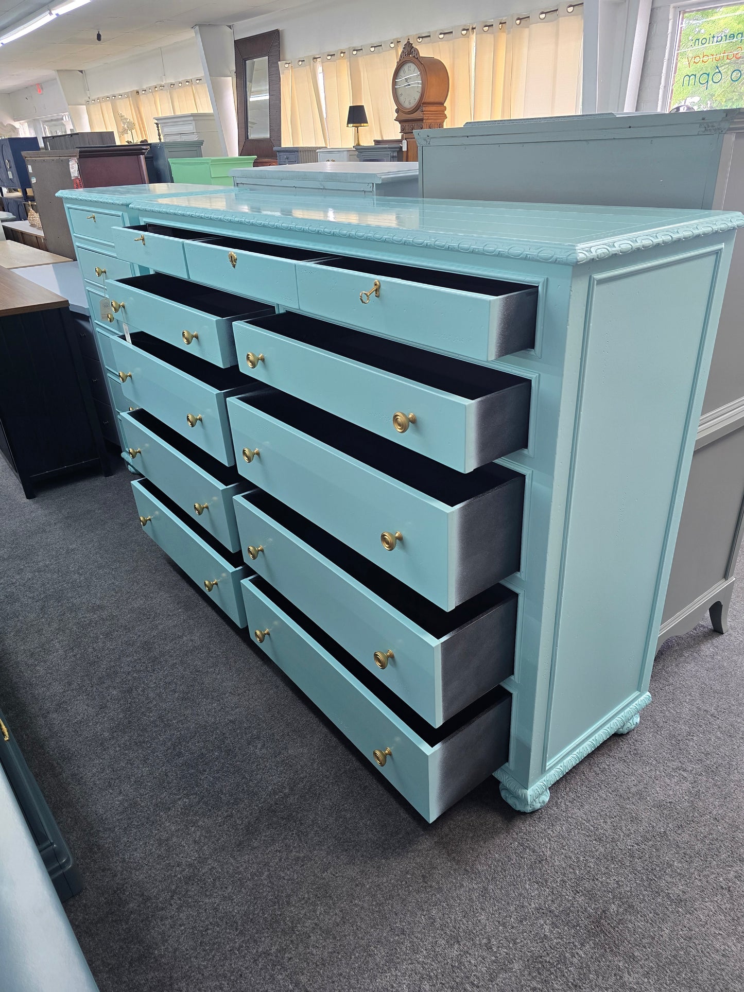 Restoration Hardware all solid wood blue Lacquered dresser