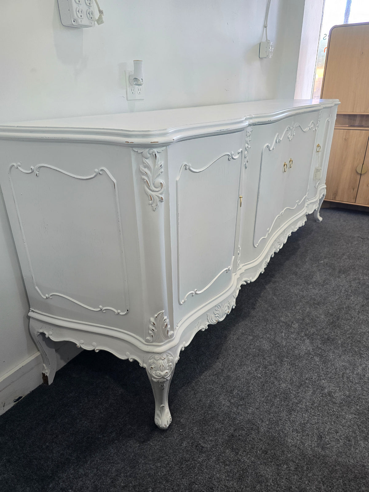 Antique white Distressed long buffet