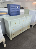 7 drawers minty green dresser