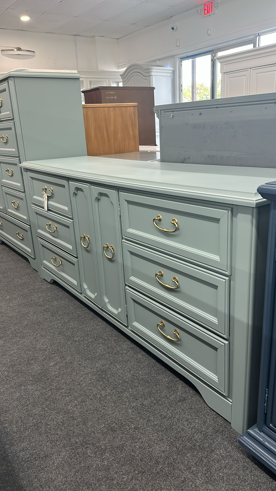 Broyhill teal long dresser