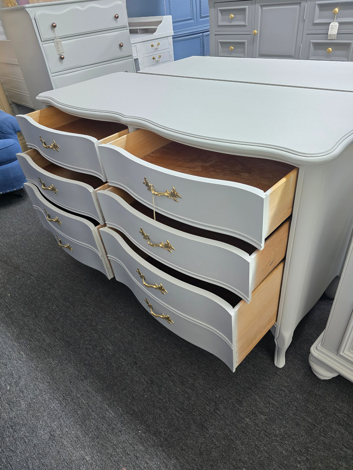 Dixie light gray french provincial dresser