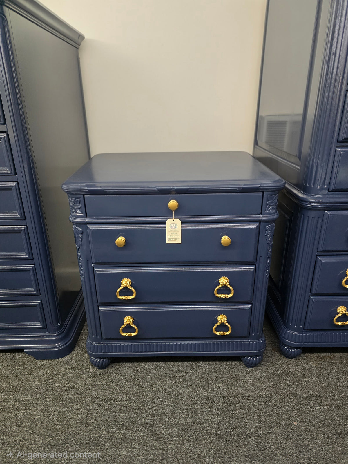 Laura Ashley blue Lacquered nightstand