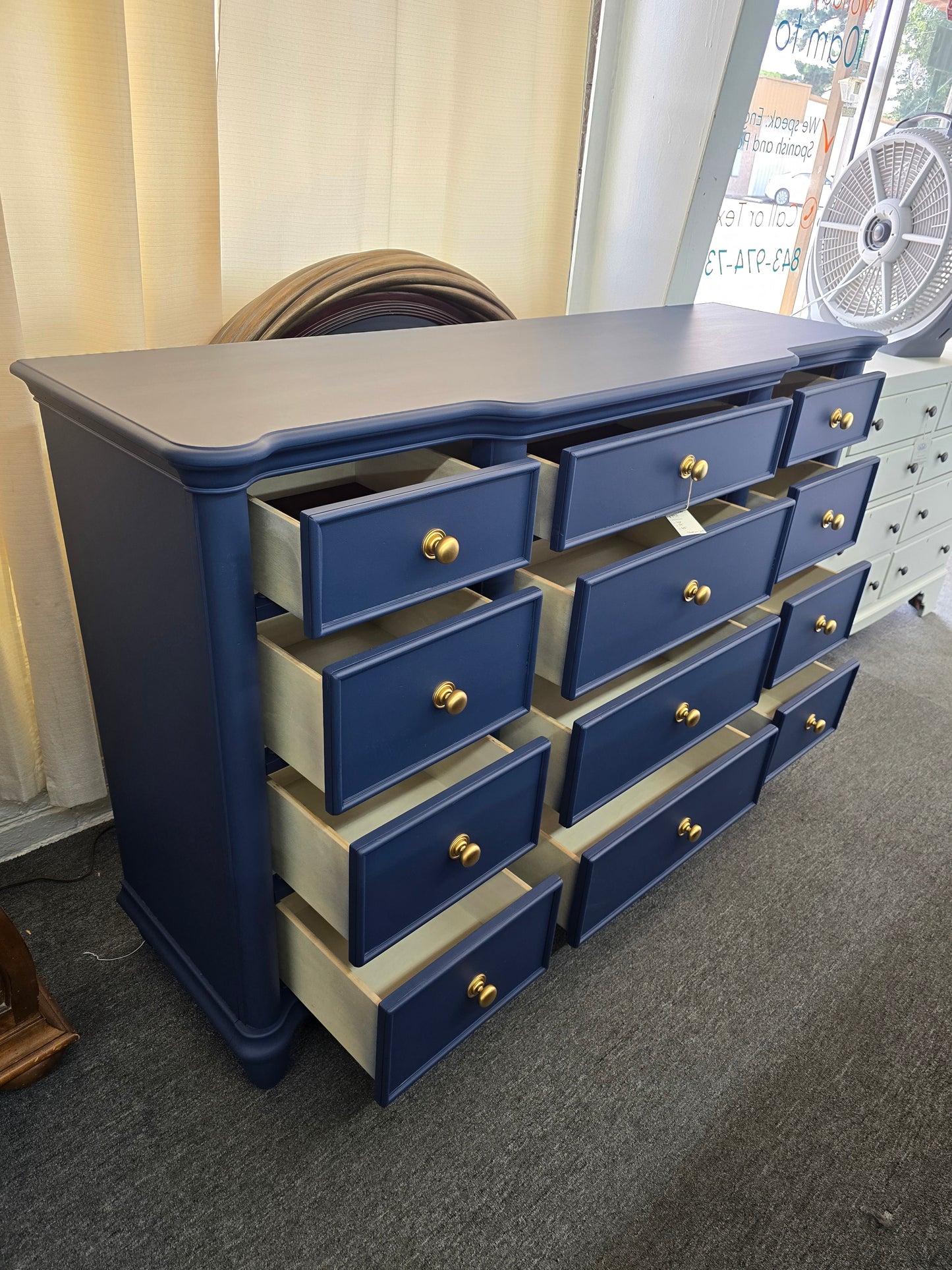 12 drawers navy blue dresser