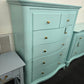 Solid wood blue Lacquered curved chest