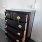 Solid wood bowfront black lacquered chest