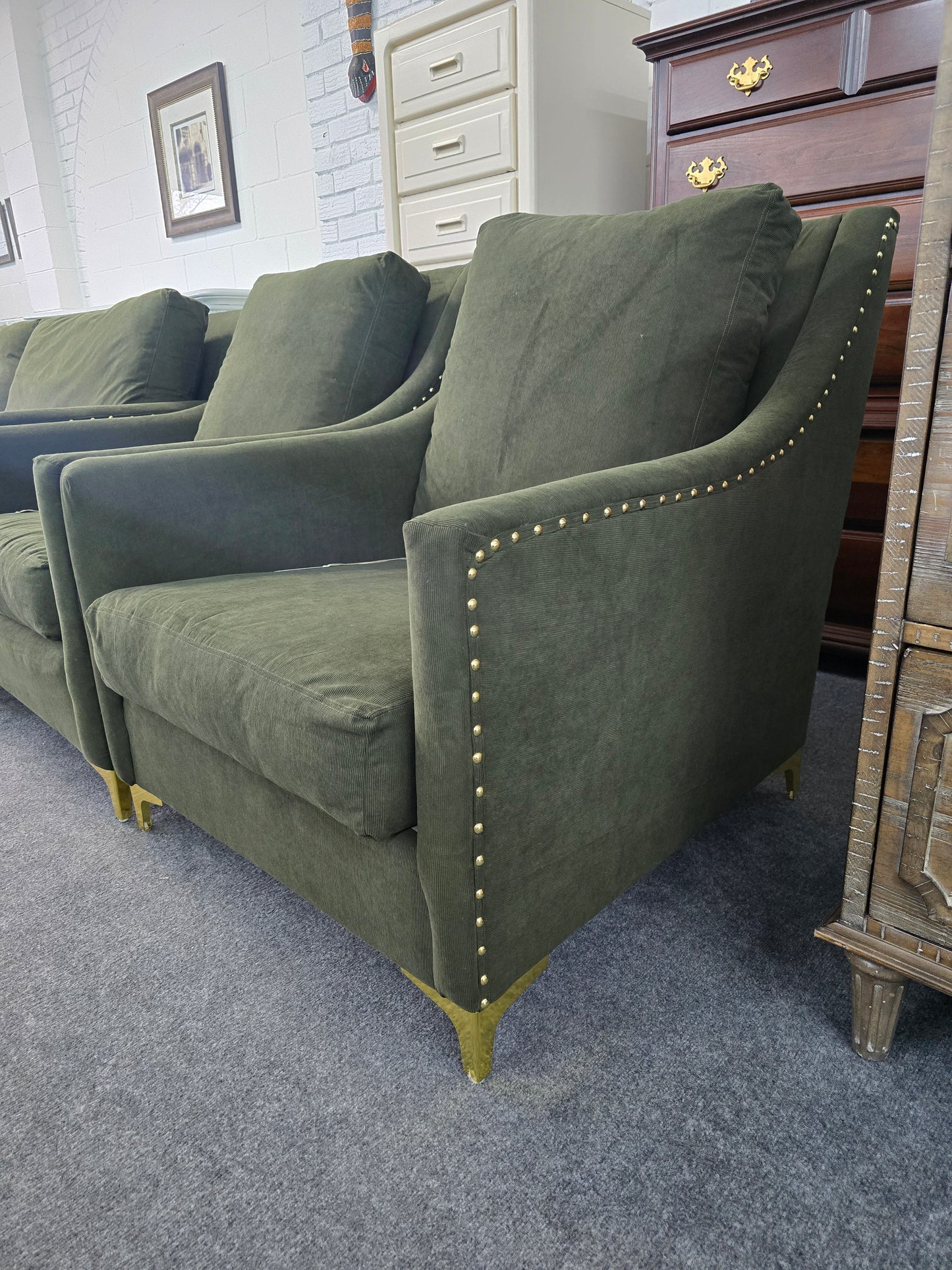 Olive green re upholstered chair