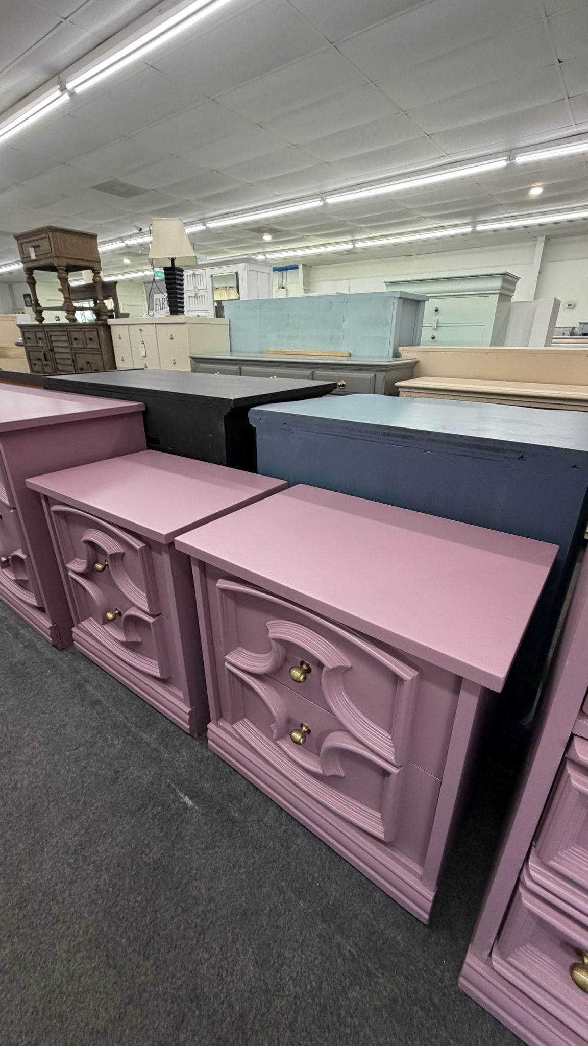 Purple vintage pair of nightstands