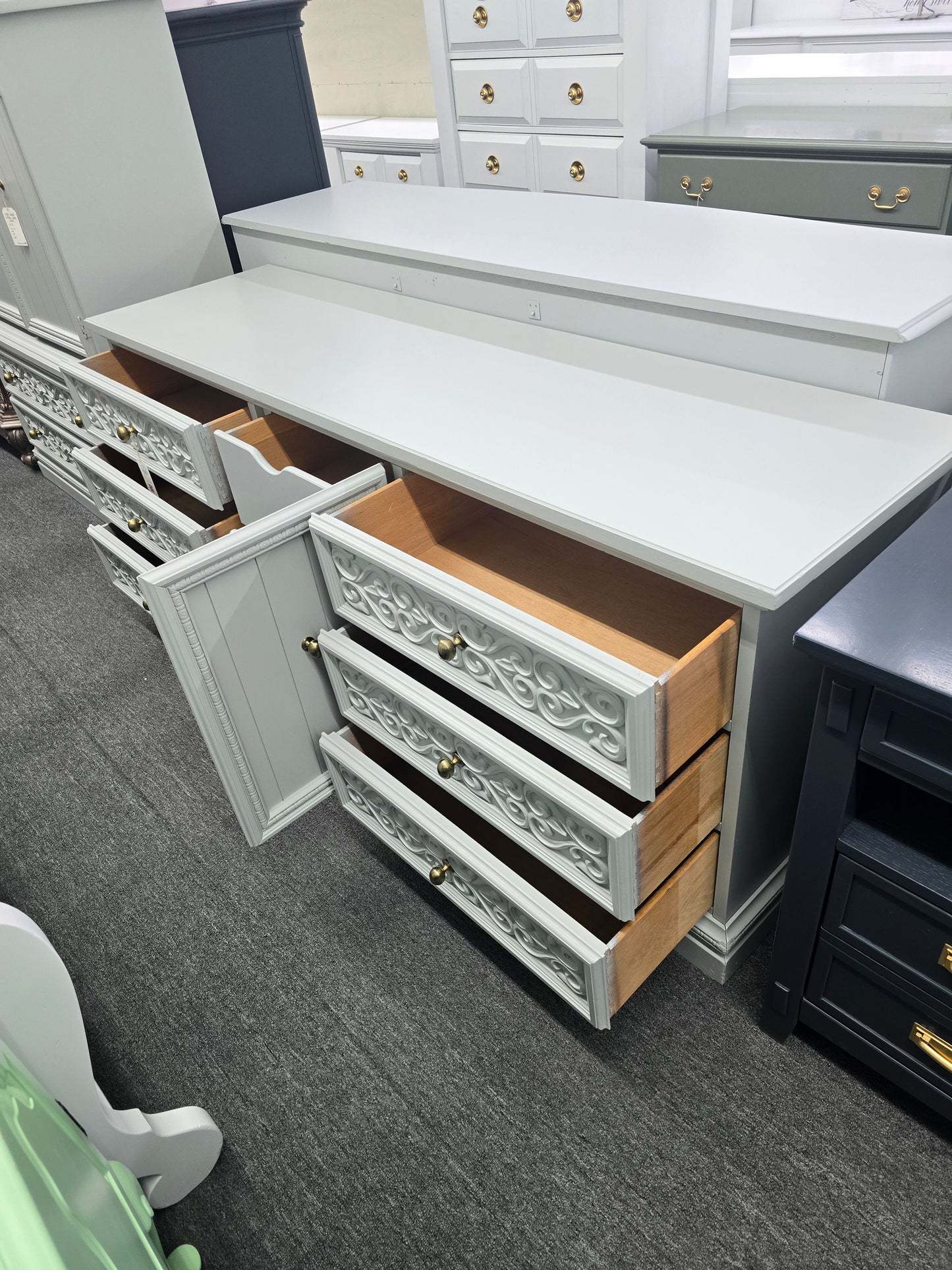 Vintage gray long dresser