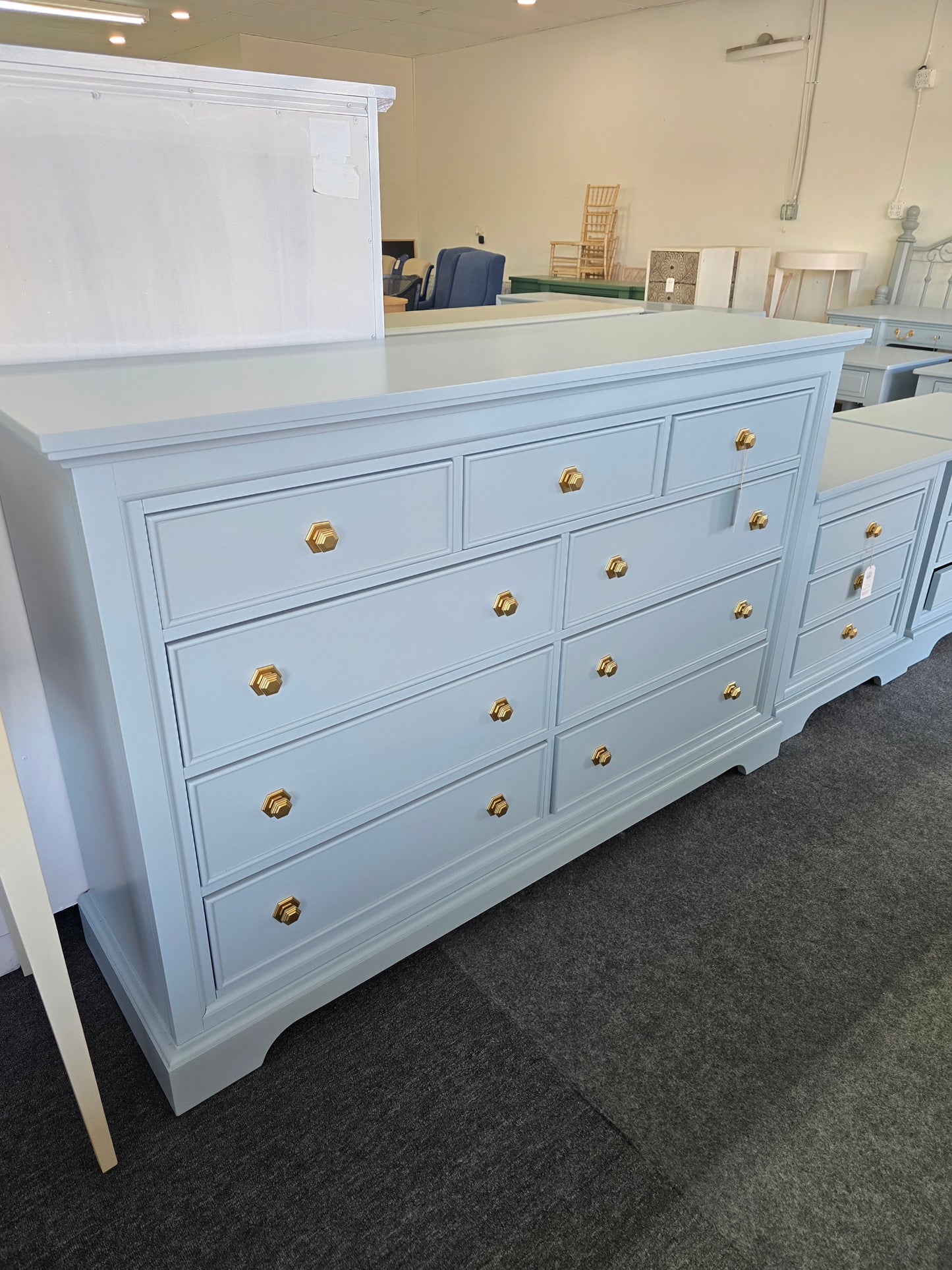 Blue dresser hexagonal knobs