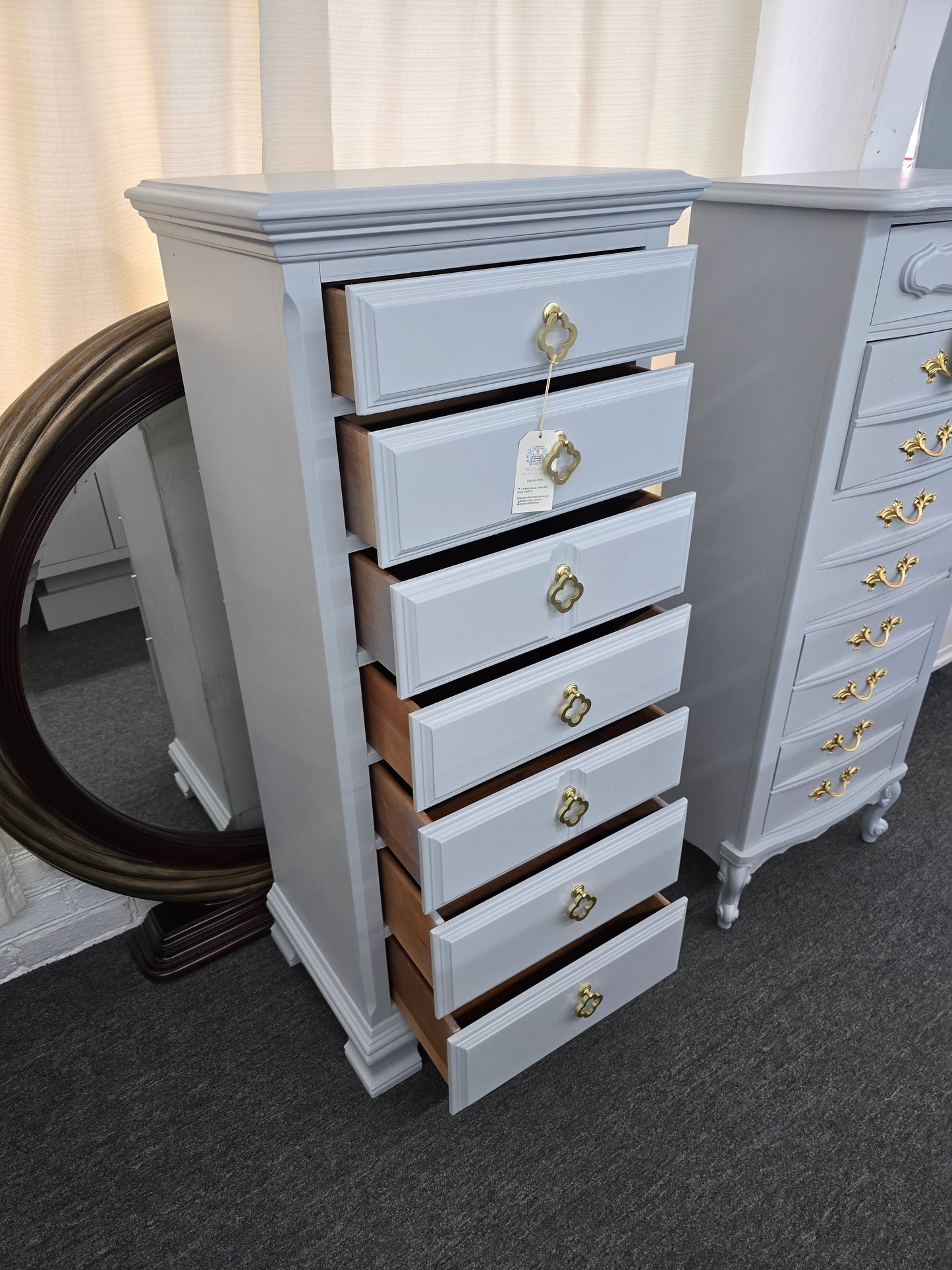 Solid wood gray/blue SUMTER lingerie chest