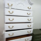 Vintage white lacquered bonnet chest