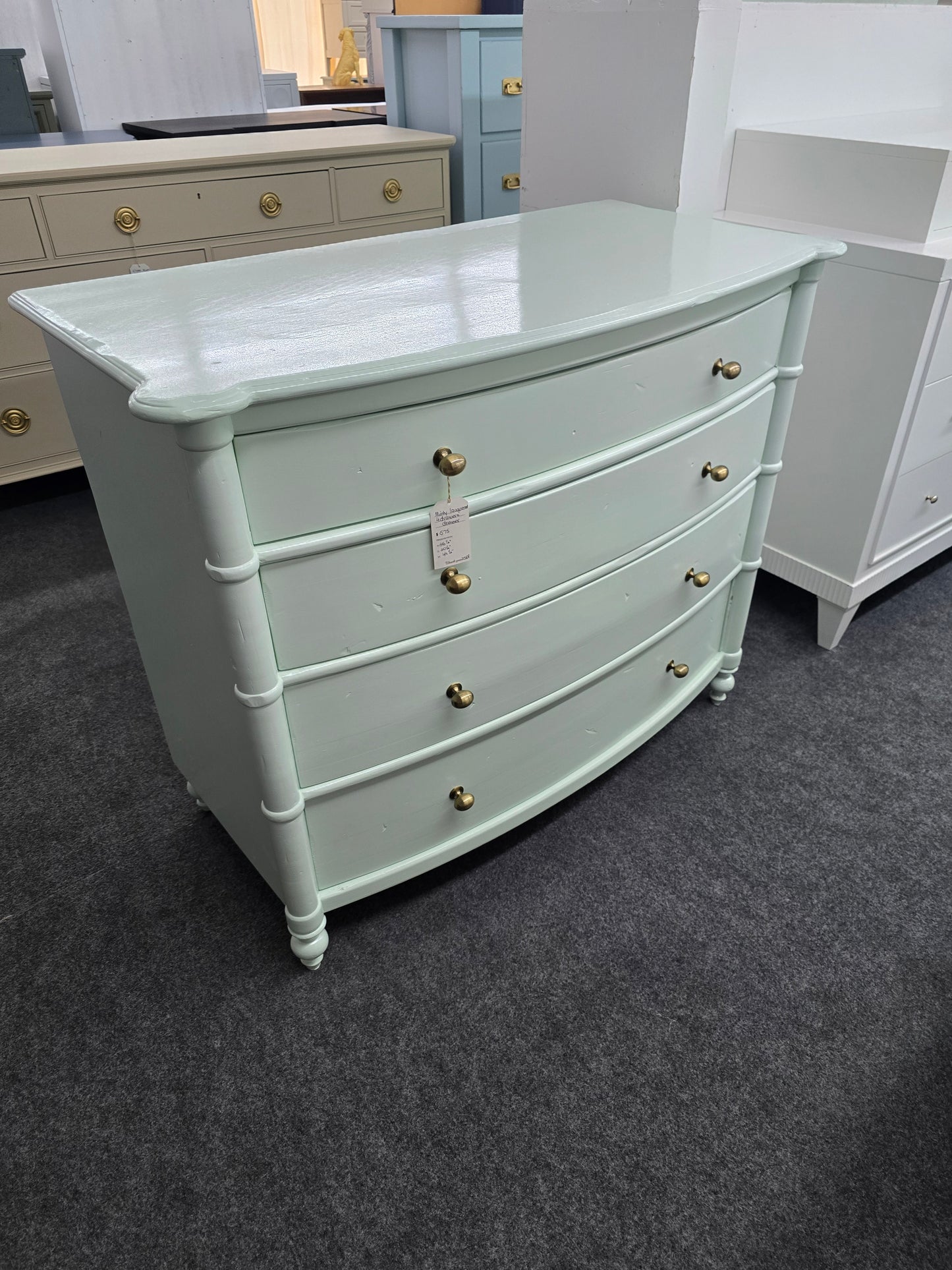 Cute minty green solid wood bowfront dresser