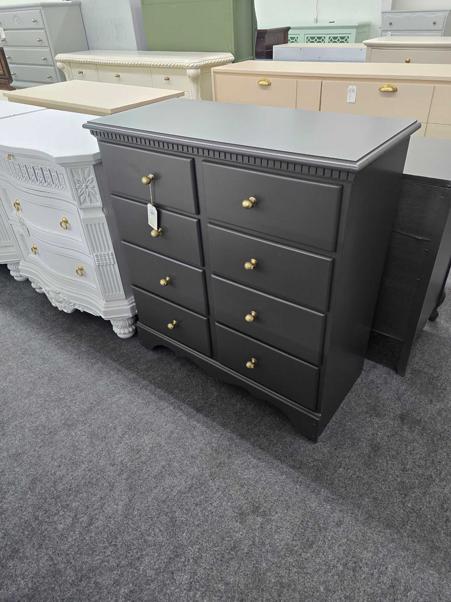 Antique solid wood graphite dresser