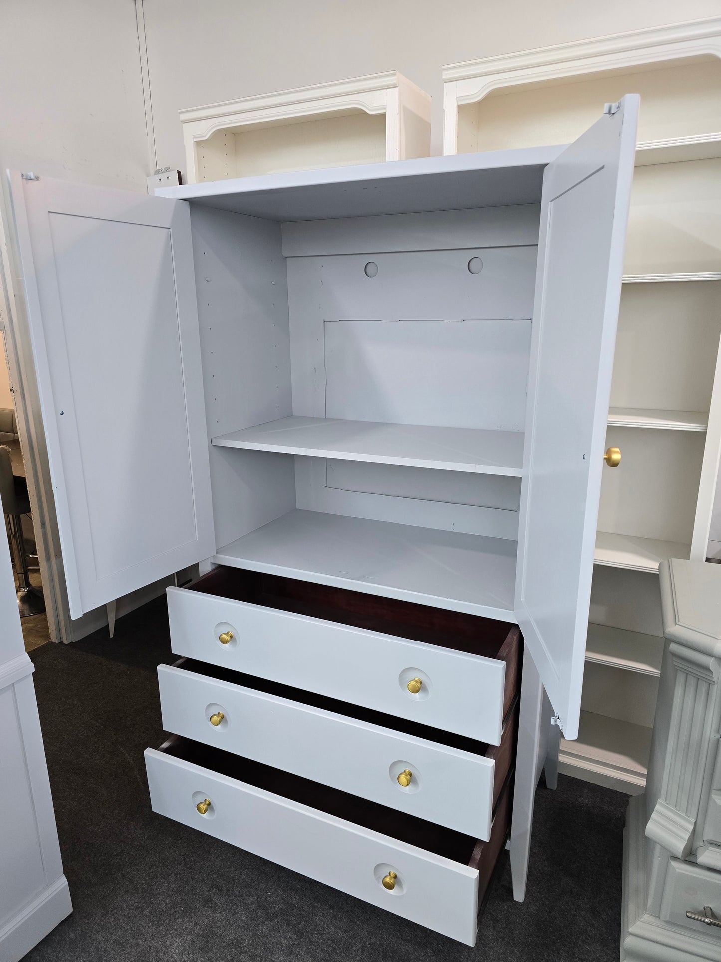 Blue/gray tall armoire