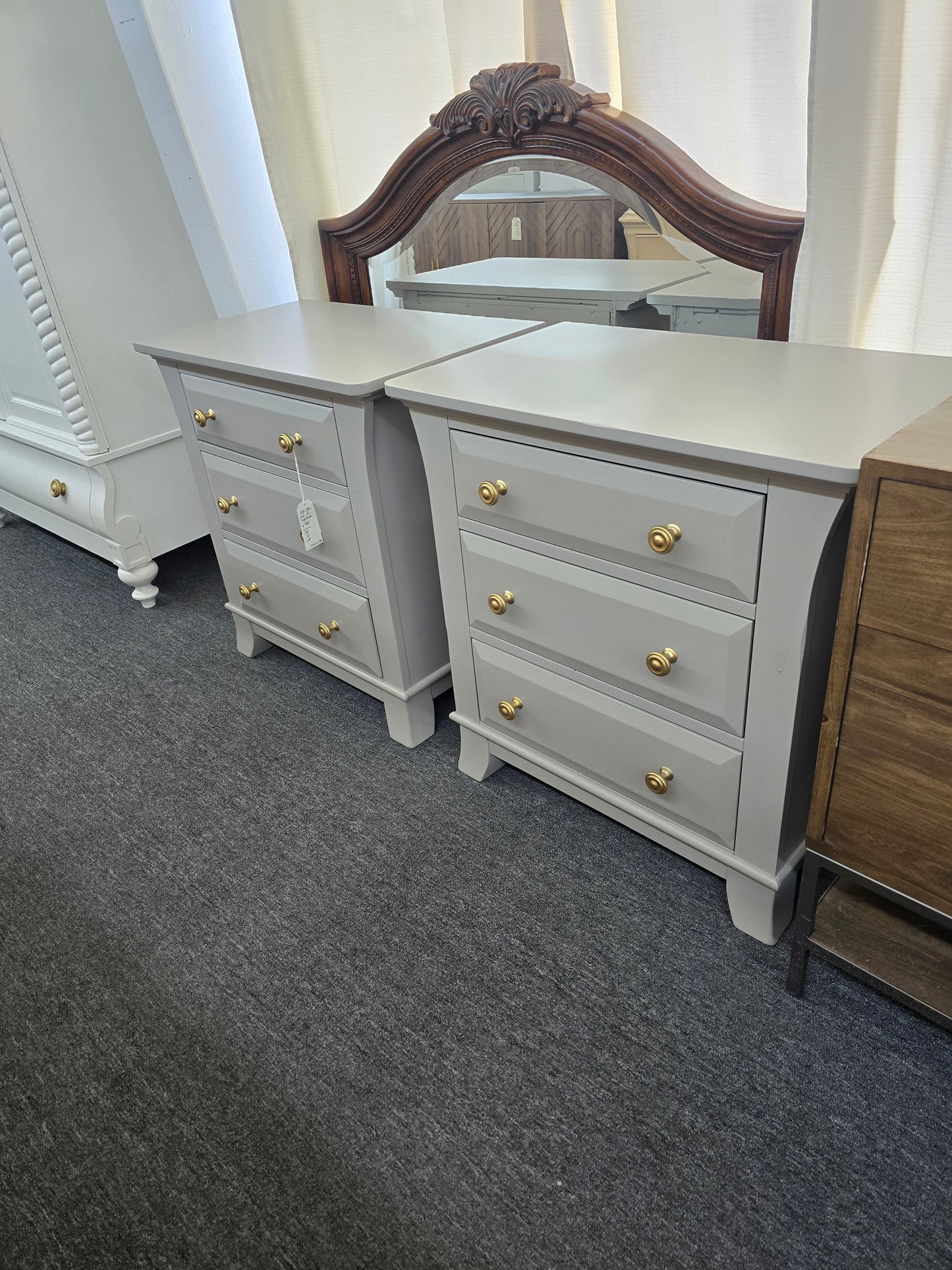 Pair of nightstands light gray colored