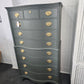 Pewter green serpentine tall chest