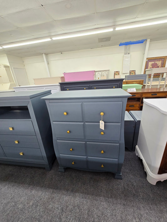 Solid pine blue gray chest