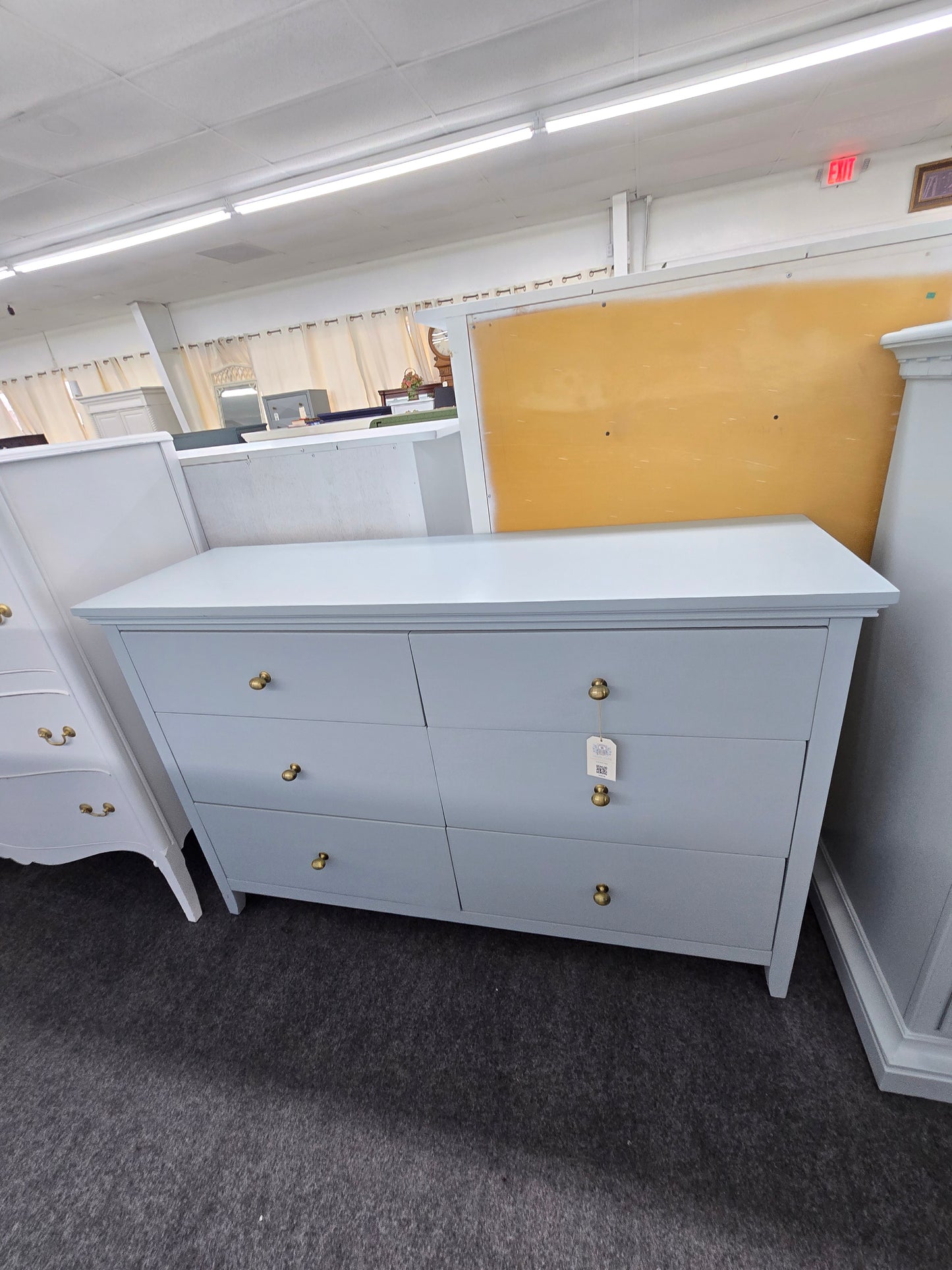 Solid wood 6 drawers blue dresser