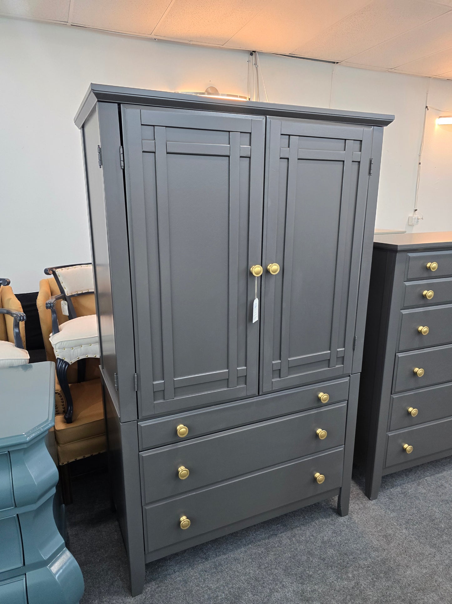 Graphite tall armoire