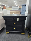 Black 3 drawers nightstand