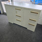 Non symmetrical cream lacquered 6 drawers dresser