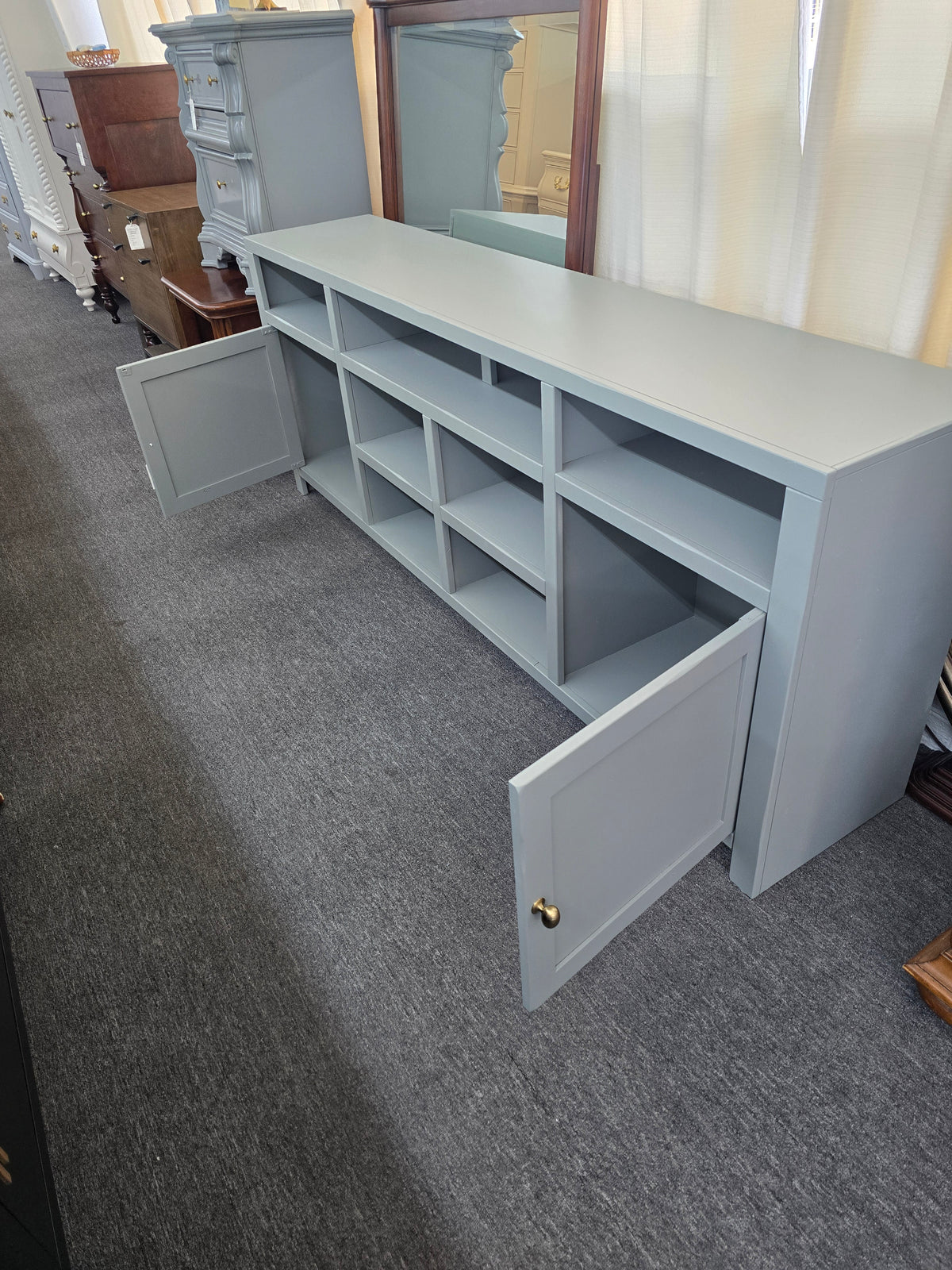 Green gray  long tv stand