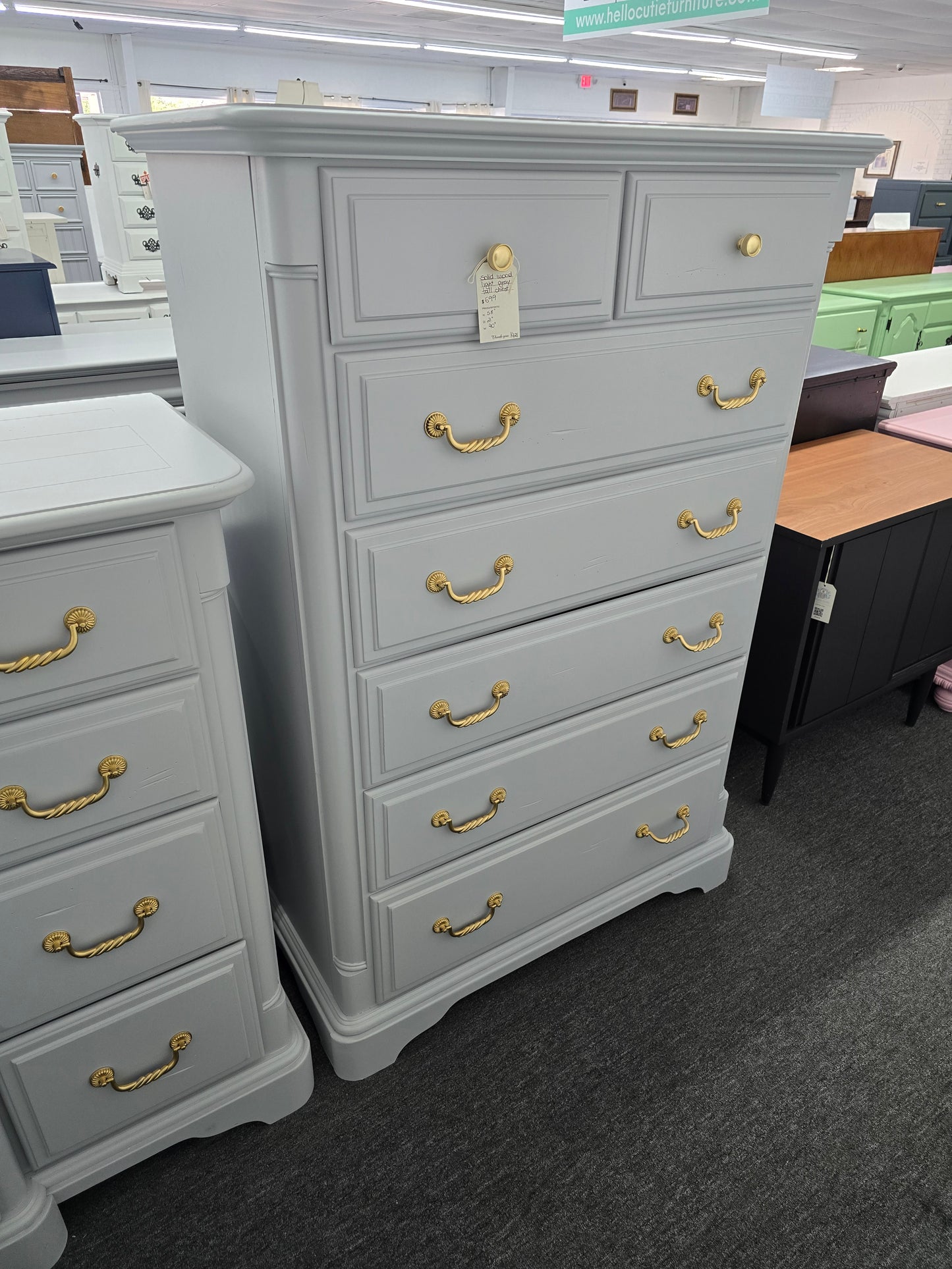 7 drawers gray tall chest