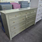 Olive green lacquered 9 drawers dresser
