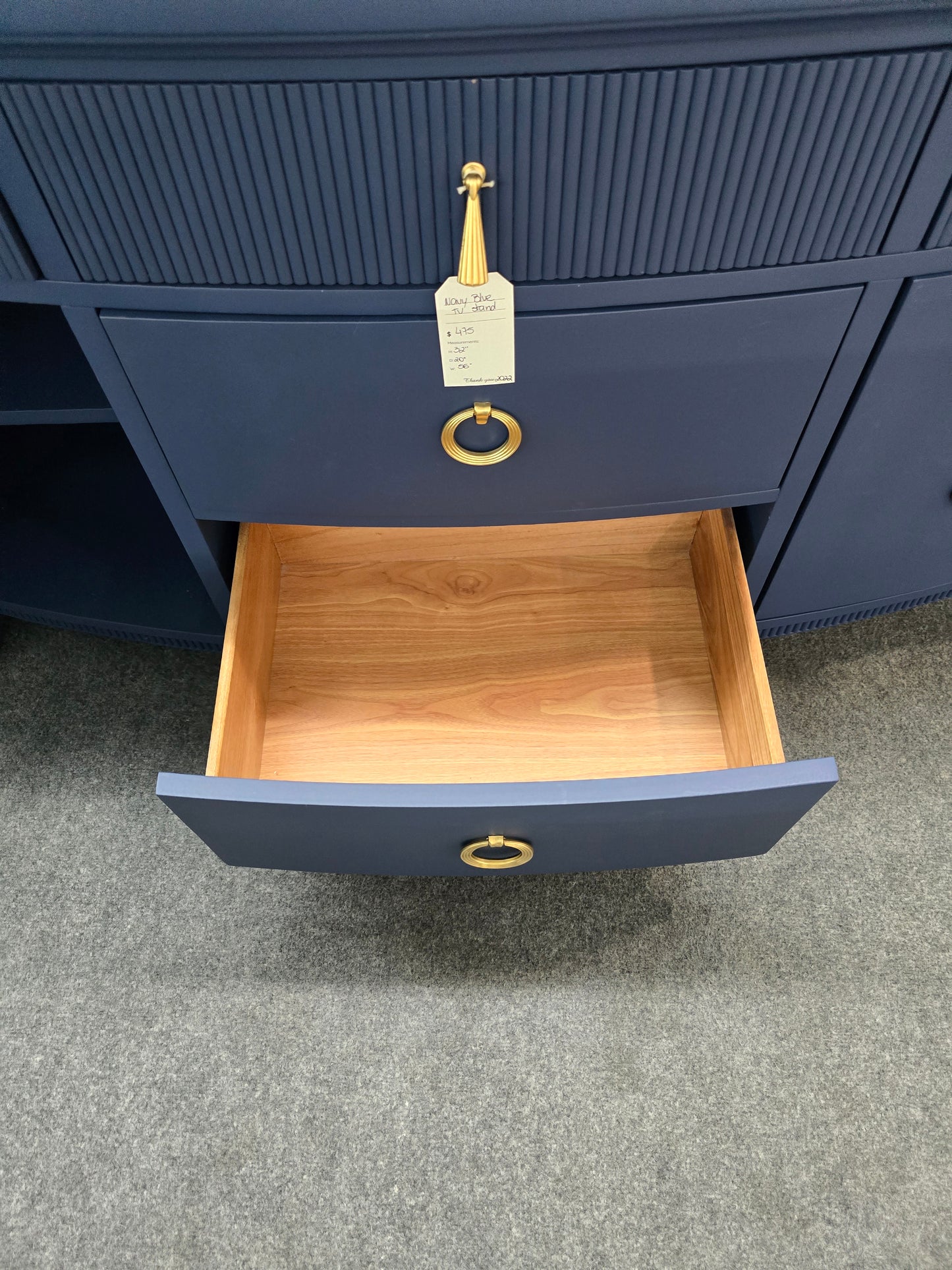Navy blue TV stand