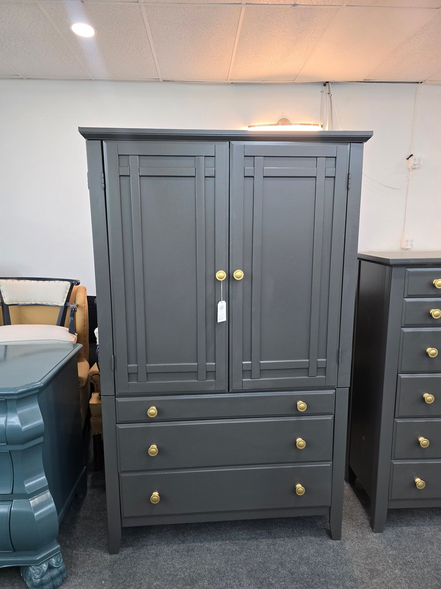 Graphite tall armoire