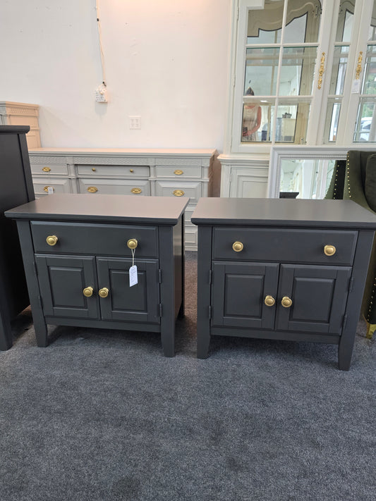 Graphite pair of nightstands