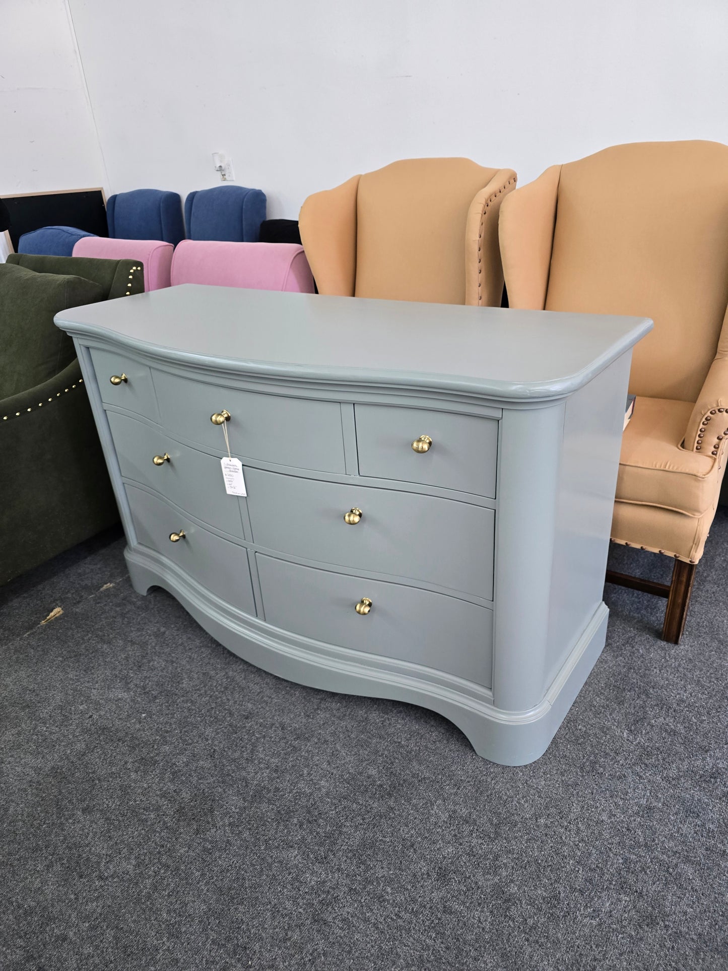 7 drawers green gray dresser
