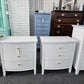 Gorgeous white bowfront pair of nightstands