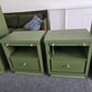 Solid wood MCM green pair of nightstands