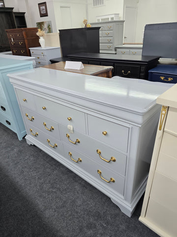 Lacquered blue 7 drawers dresser