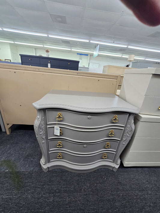 Light gray carved chest / file cabinet