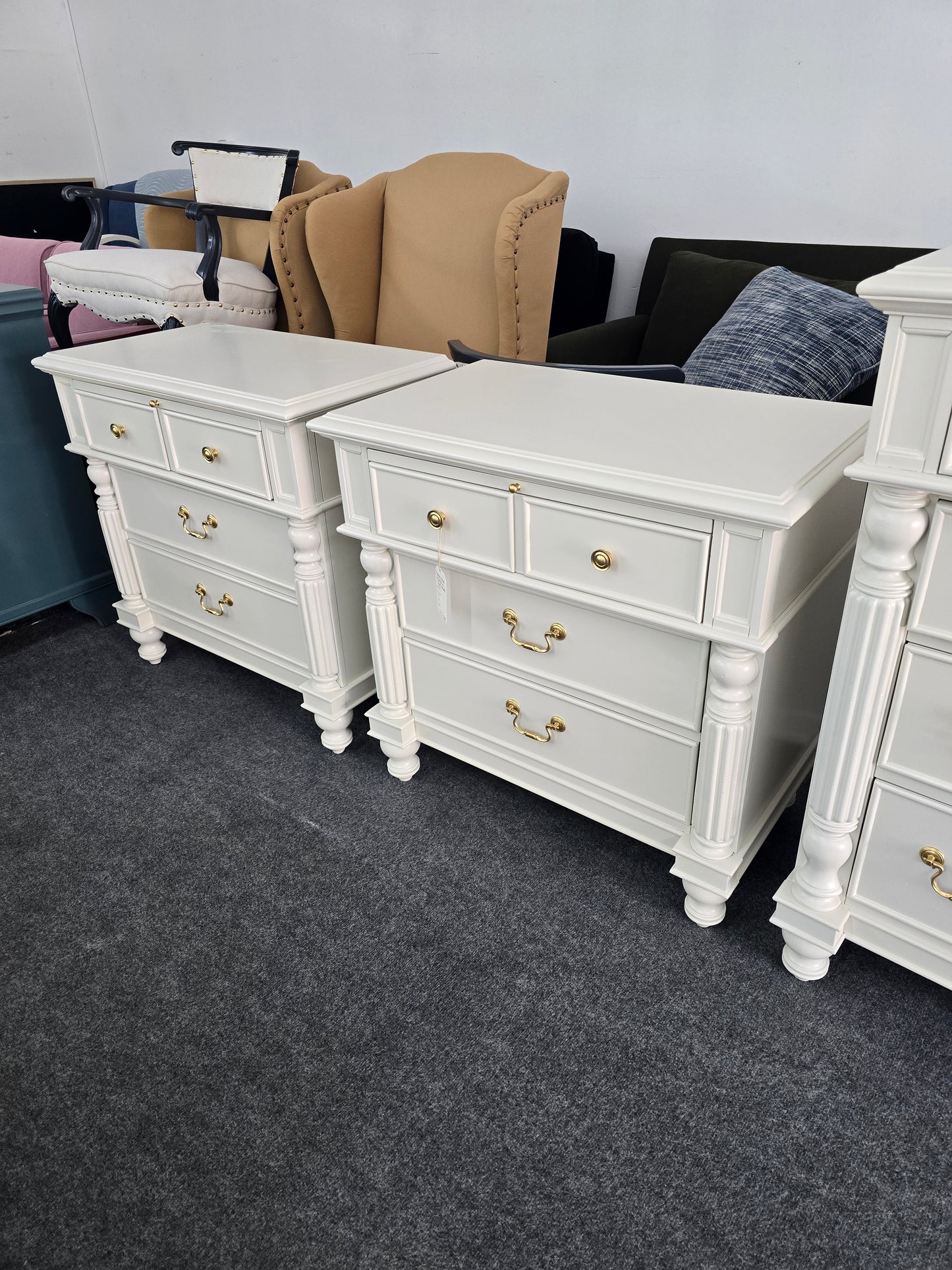 Pawama Jack solid wood cream lacquered pair of nightstands