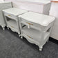 French provincial solid wood gray pair of nightstands