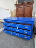 Blue lacquered 6 drawers dresser