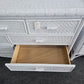 White lacquered bamboo & rattan dresser
