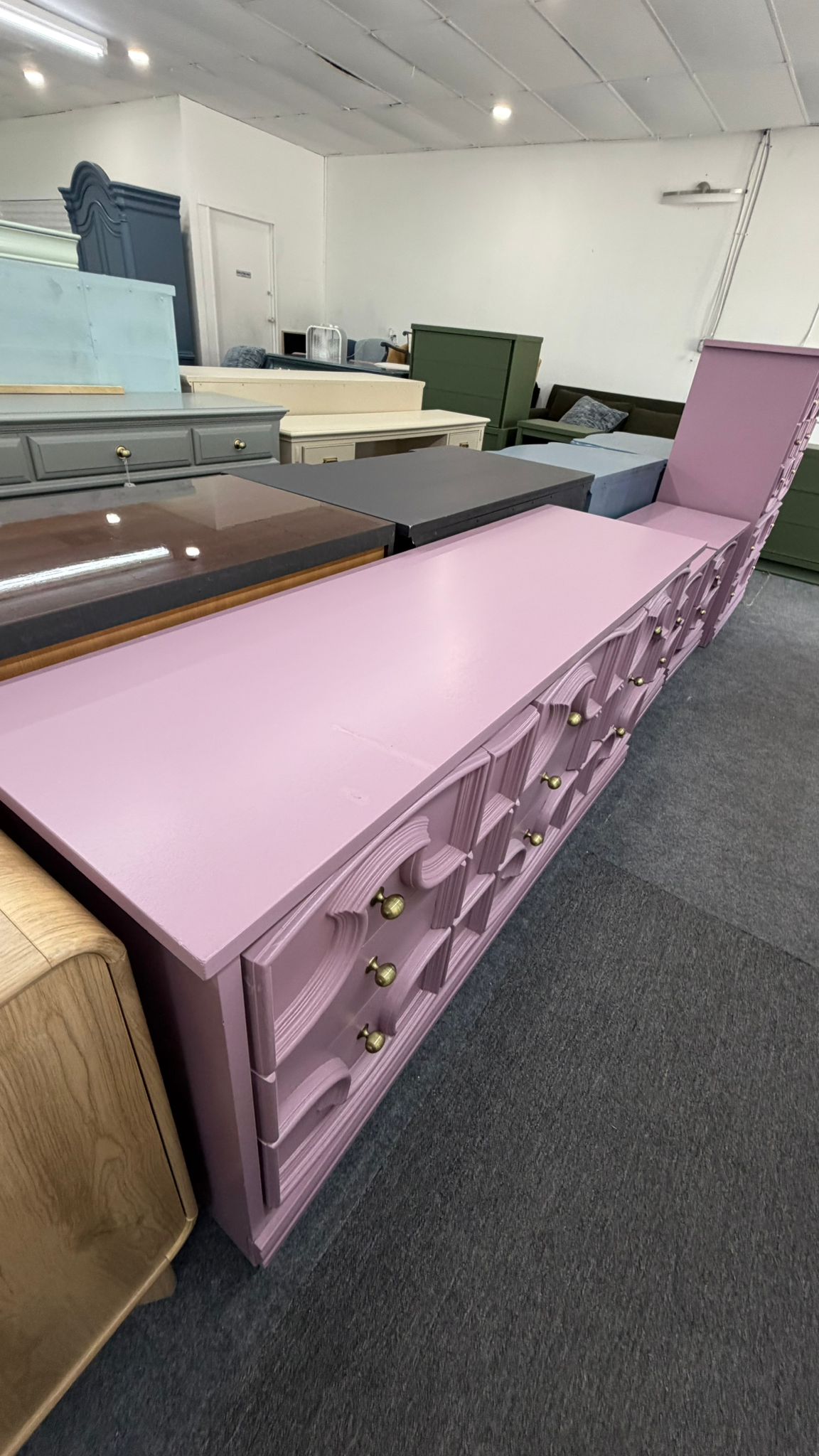 Purple vintage long dresser