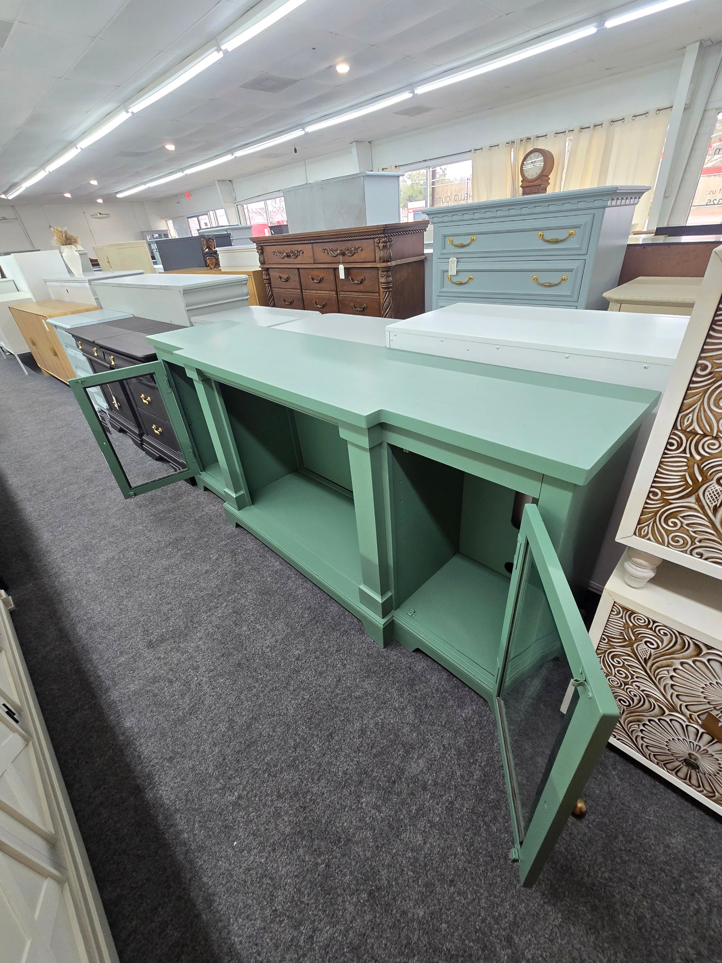 Green long tv stand