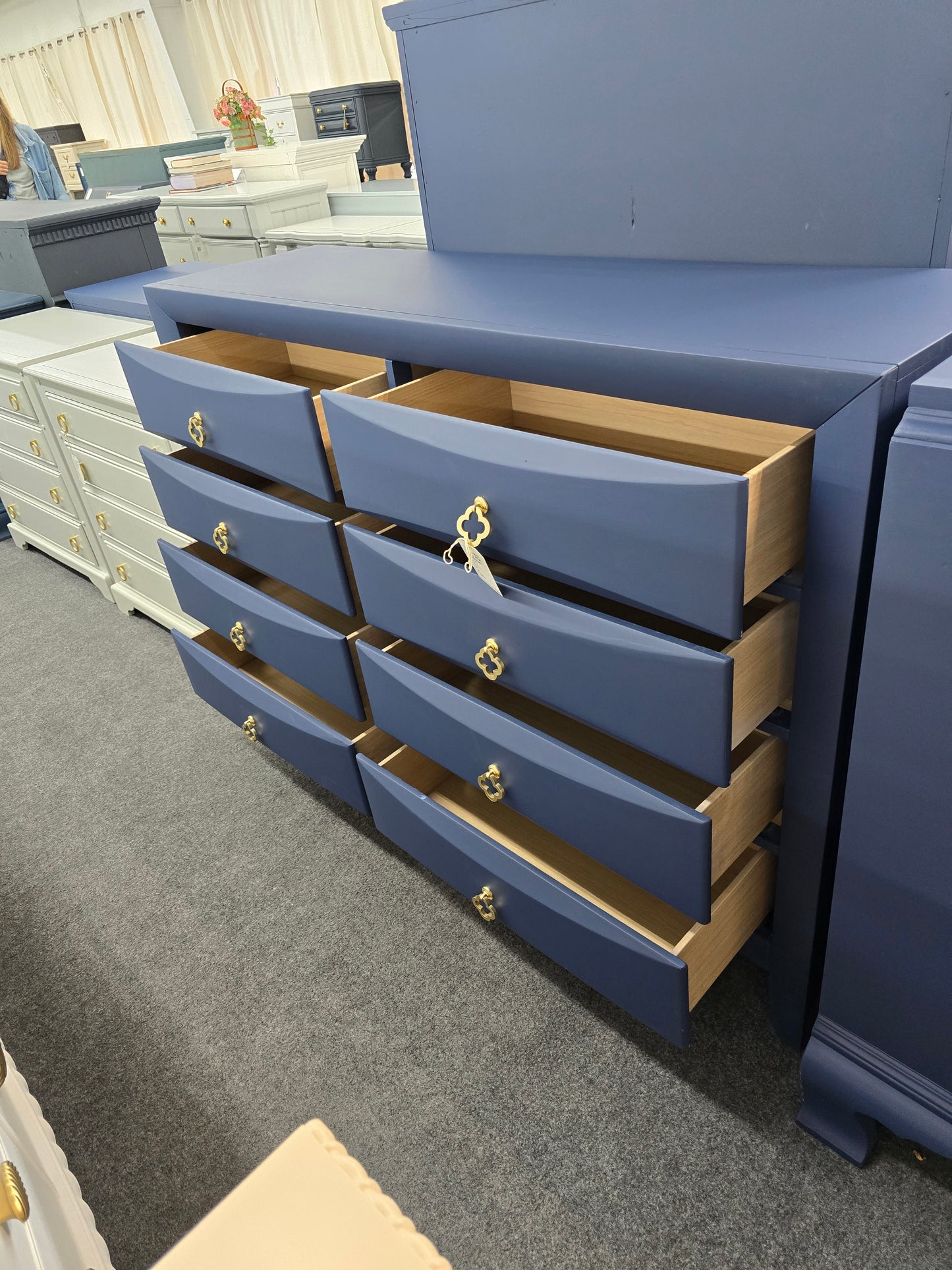8 drawers navy blue dresser