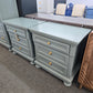 Green lacquered pair of nightstands
