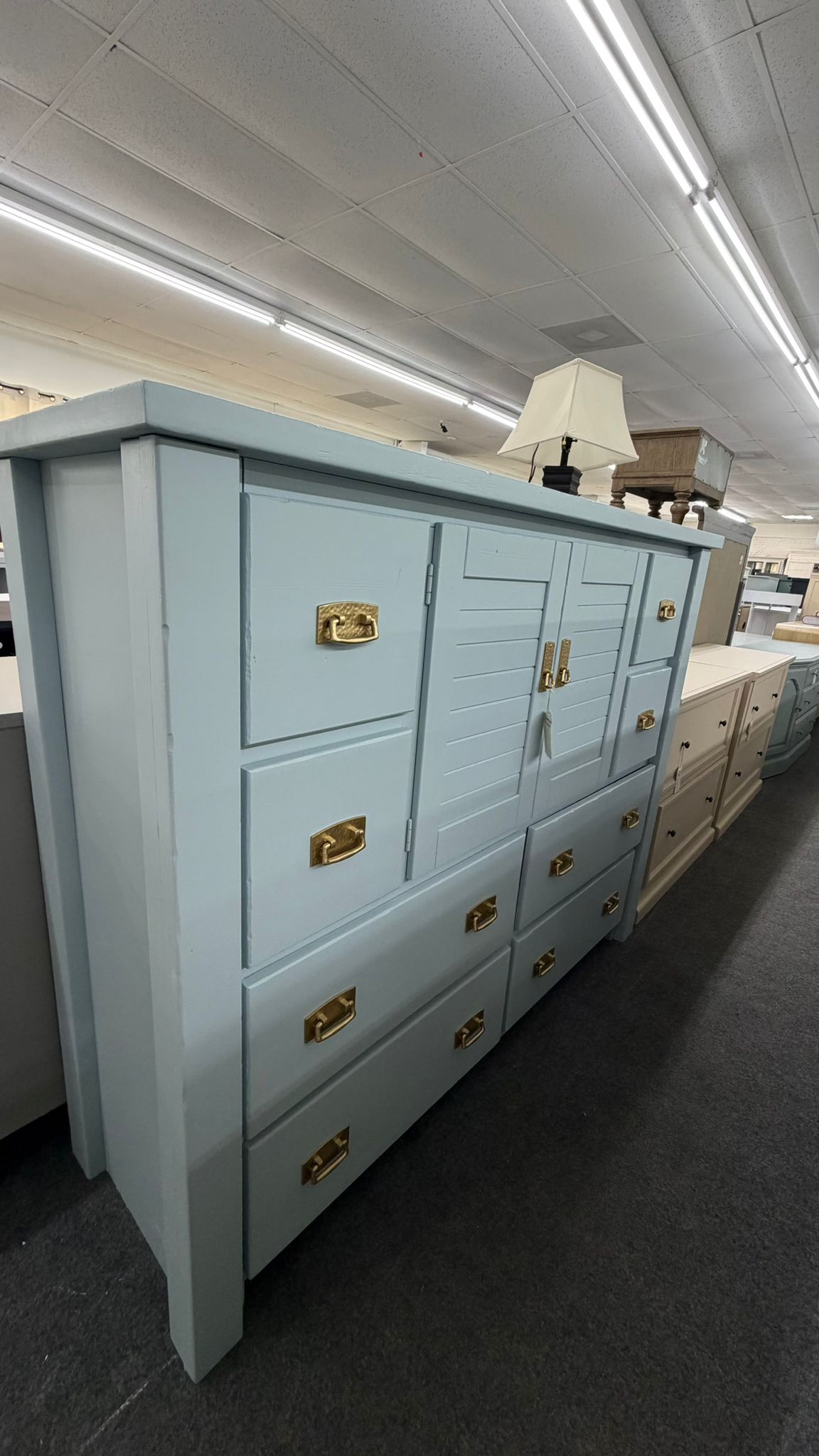 Baby blue solid wood Rustic dresser