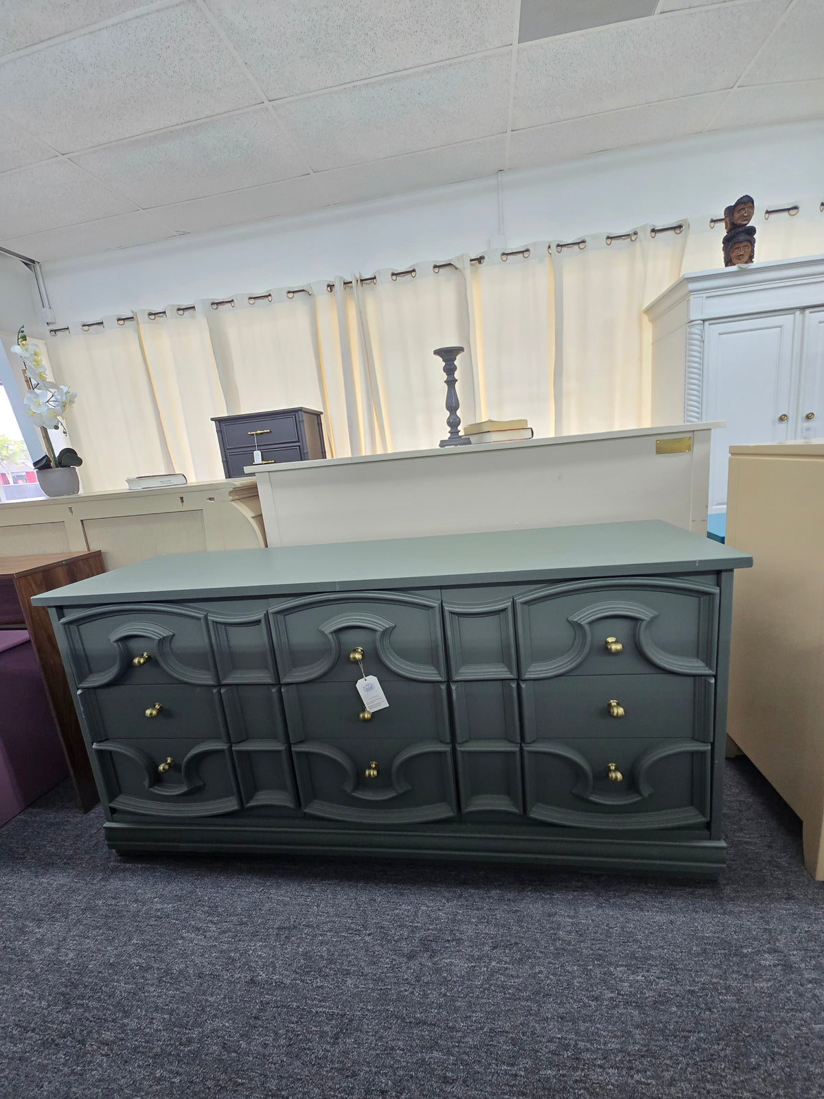Pewter green  vintage long dresser