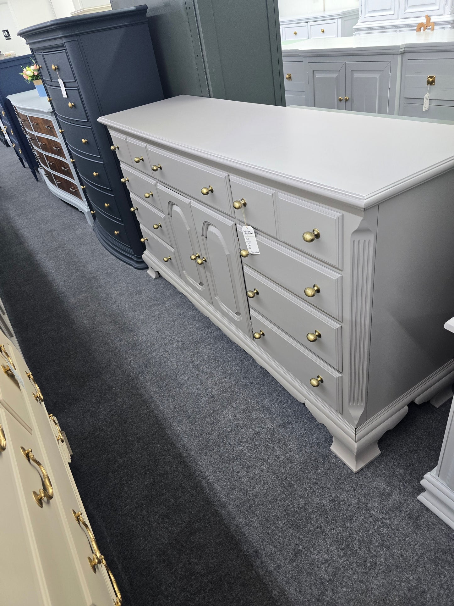 12 drawers gray long dresser