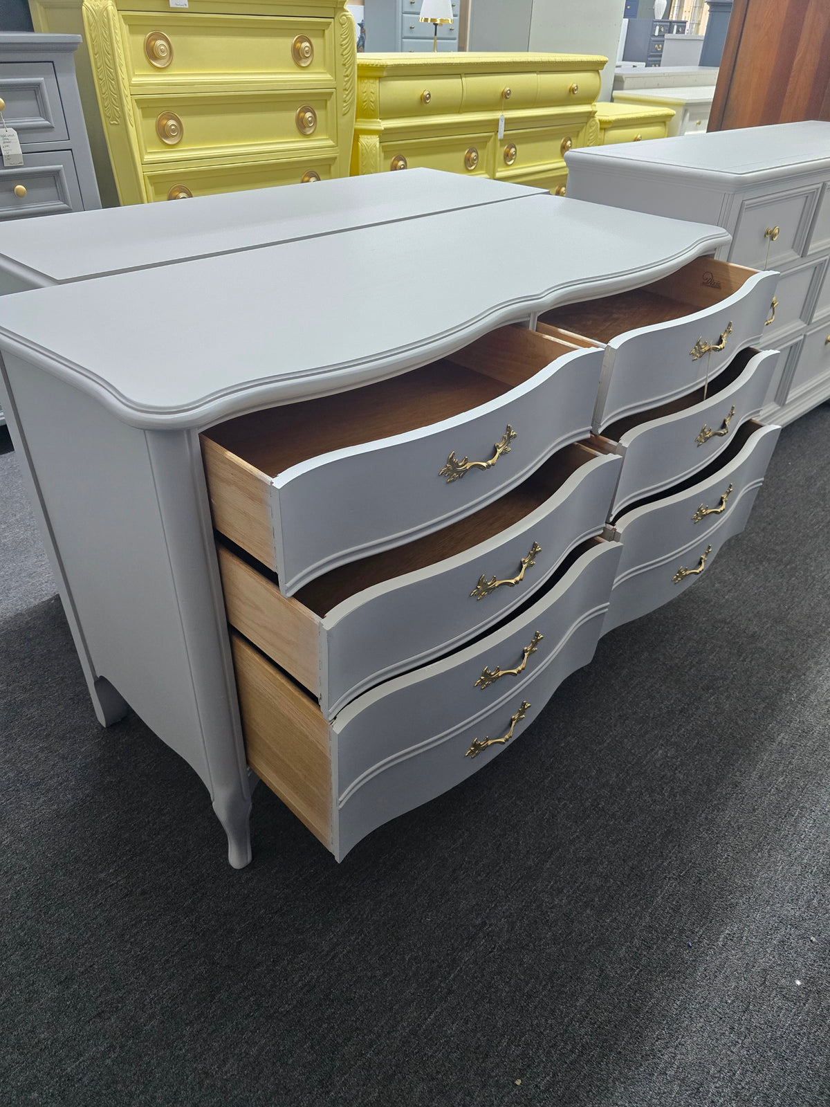 Dixie light gray french provincial dresser