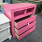 Super cute pink lacquered 3 drawers dresser
