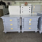 2 gray lacquered nightstands